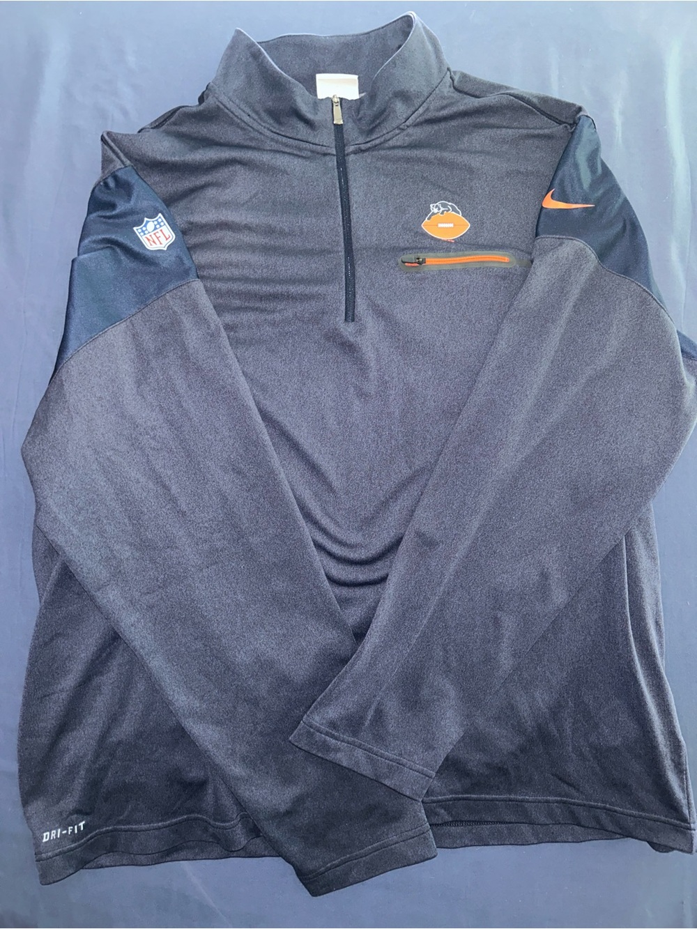Nike Navy and Orange Bears Quarter-Zip Pullover
